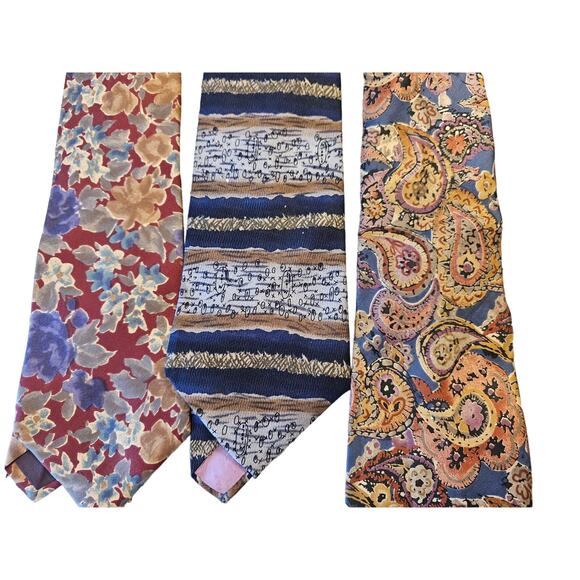 Lot 7 silk ties fun prints Paul Frederick nate friedman Jimmy V paisley bright - - Picture 2 of 4